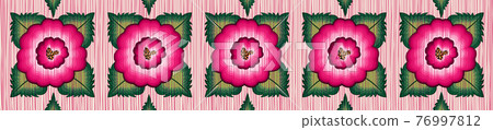 Mexican floral embroidery border seamless pattern, colorful frame native poppy flowers, folk fashion design. Embroidered Traditional Textile Style of Mexico, vector isolated on pink background Mexican floral embroidery border seamless pattern, colorful frame native poppy flowers, folk fashion design. Embroidered Traditional Textile Style of Mexico, vector isolated on pink background 76997812