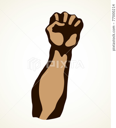 Superman's hand with an elongated fist. Vector drawing 77000214
