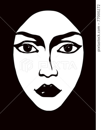 Woman face. Vector drawing icon 77000272
