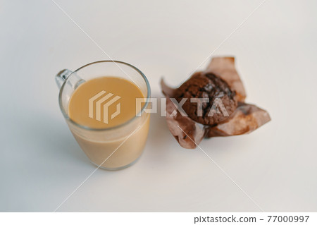 Morning breakfast on white table. 77000997