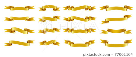 Gold ribbon glossy label vintage frame banner set 77001164