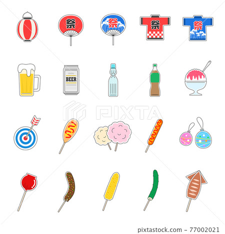 Illustration set for Japanese summer festival 77002021