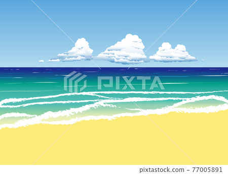 Sunny summer seascape with cumulonimbus clouds 77005891
