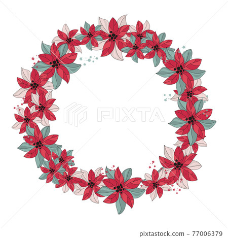 RED WREATH Flowers For Wedding Floral Decoration Frame For Design Of Holiday Birthday Congratulation Clip Art Vector Illustration Set For Print 77006379