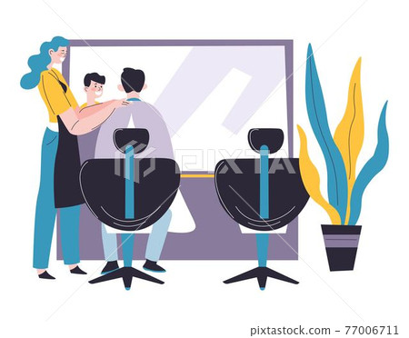 Hairdresser service in beauty salon, hair care 77006711