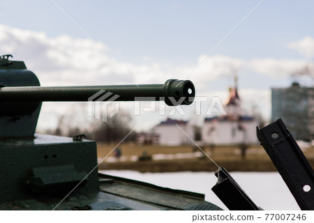 Abandoned war german tanks in museum. Urbex exploration in german countryside. 77007246