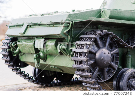 Abandoned war german tanks in museum. Urbex exploration in german countryside. 77007248
