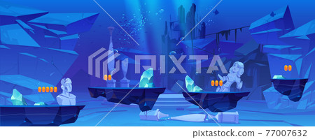 Game level background with platforms under water Game level background with platforms under water 77007632