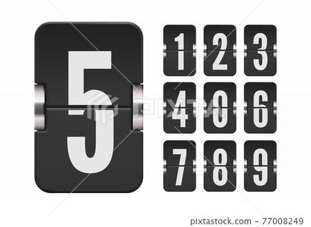 Numeric flip scoreboard set for black countdown timer or web page watch or calendar. Vector illustration 77008249