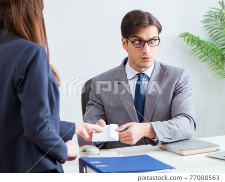 Businessman in unethical business concept with bribe 77008563