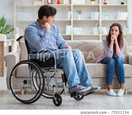 Desperate disabled person on wheelchair 77011154