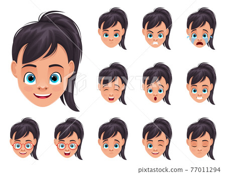 Little girl face expressions vector design illustration isolated on white background Little girl face expressions vector design illustration isolated on white background 77011294