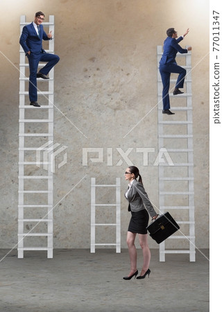 Concept of inequal career opportunities between man woman Concept of inequal career opportunities between man woman 77011347