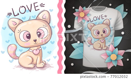 Childish cartoon character animal cat Childish cartoon character animal cat 77012032