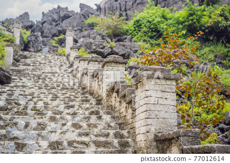 Top pagoda of Hang Mua temple, rice fields, Ninh Binh, Vietnam. Vietnam reopens borders after quarantine Coronovirus COVID 19 Top pagoda of Hang Mua temple, rice fields, Ninh Binh, Vietnam. Vietnam reopens borders after quarantine Coronovirus COVID 19 77012614
