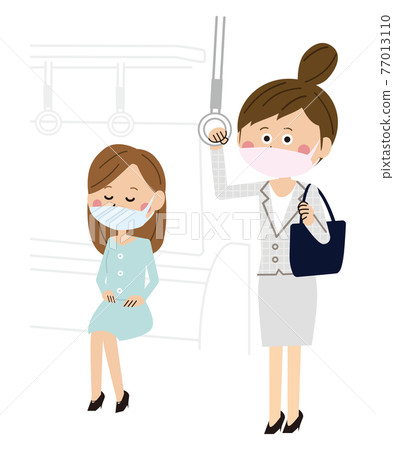 Female train attendance mask in a pop gray suit Female train attendance mask in a pop gray suit 77013110