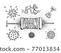 Viruses and a syringe with a dose of vaccine for vaccination 77013834