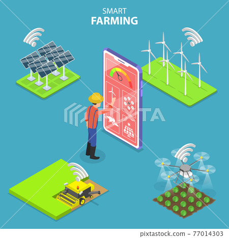 Isometric flat vector concept of smart farming,... - Stock Illustration ...