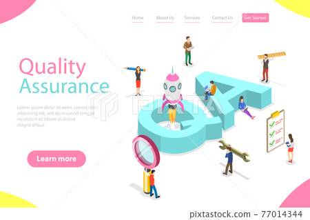 Isometric flat vector landing page template of QA, quality assurance. 77014344