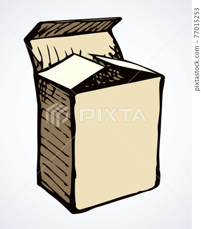 Rectangular carton packaging. Vector drawing 77015253