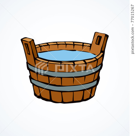 Wooden bowl. Vector drawing 77015267