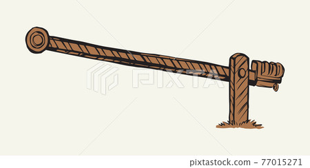 Railroad barrier. Vector drawing icon Railroad barrier. Vector drawing icon 77015271