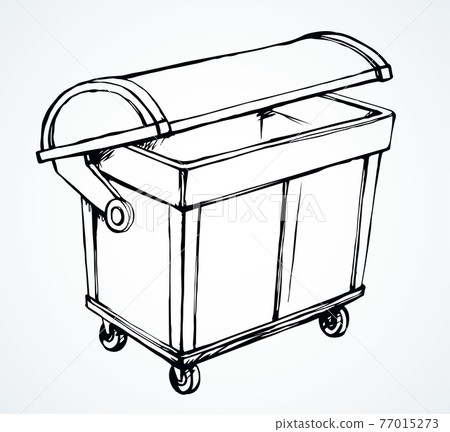 Large street trash can. Vector drawing 77015273