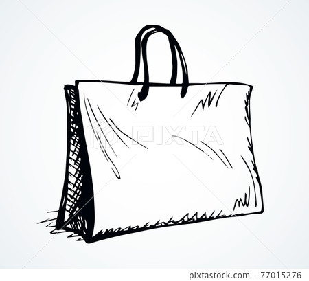 Paper bag for shopping. Vector drawing 77015276
