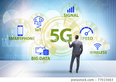 Concept of 5g fast networks with businessman 77015663