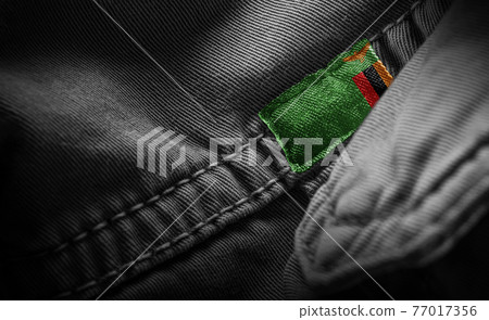 Tag on dark clothing in the form of the flag of the Zambia Tag on dark clothing in the form of the flag of the Zambia 77017356