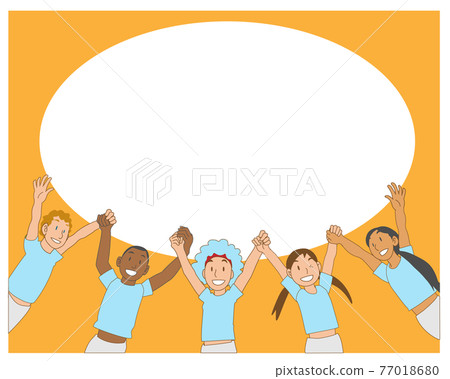 Frame material for multinational children who are happy to hold hands Frame material for multinational children who are happy to hold hands 77018680