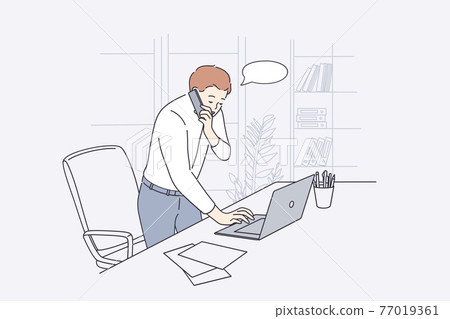 Working in office, communication concept Working in office, communication concept 77019361