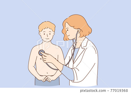 Pediatrician during work concept Pediatrician during work concept 77019368