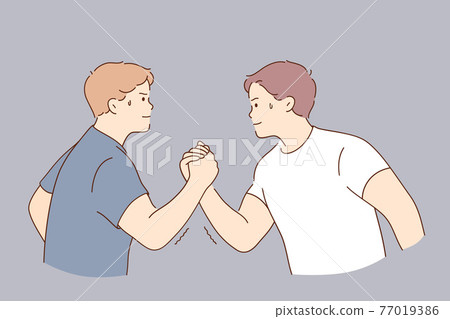 Arms wrestling, competition of strength concept Arms wrestling, competition of strength concept 77019386