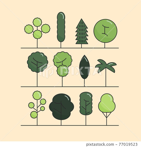 Modern flat trees set. Vector tree icons set, tree symbols. 77019523