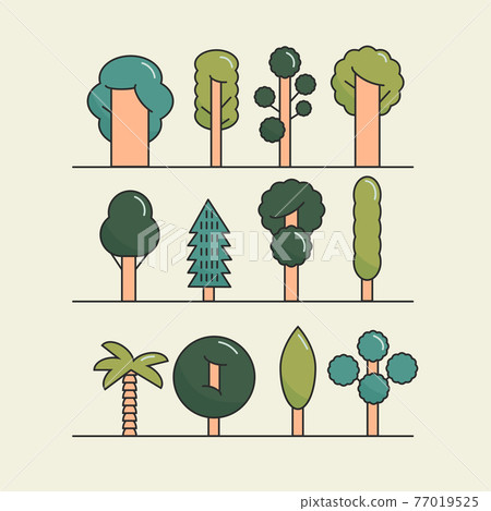 Modern flat trees set. Vector tree icons set, tree symbols. 77019525