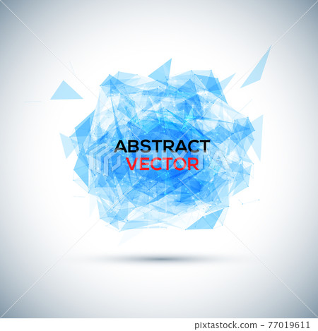 Abstract blue geometric explosion. Vector speech buble. 77019611