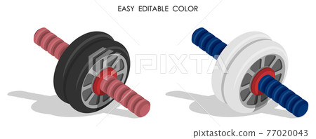 realistic sports ab wheel for press training. Healthy lifestyle, sports in gym and at home. Vector in cartoon 77020043