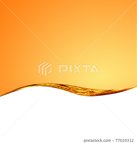 Liquid yellow wave line. For the project, gold, rest, oil, honey, beer, juice, shampoos or other successful options. On white background an area for text 77020312