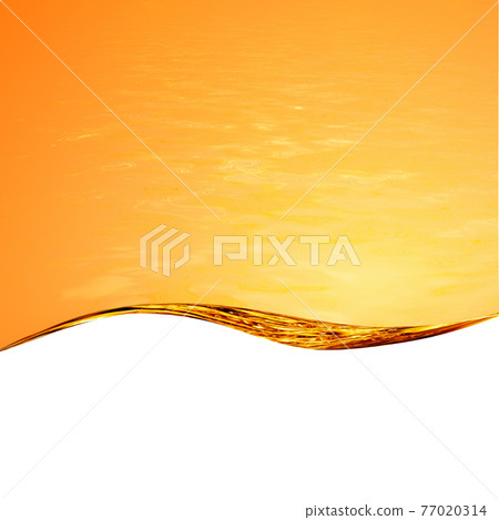 Liquid yellow wave line. For the project, gold, rest, oil, honey, beer, juice, shampoos or other successful options. On white background an area for text 77020314