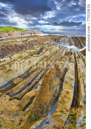 Steeply-tilted Layers of Flysch, Basque Coast UNESCO Global Geopark, Spain Steeply-tilted Layers of Flysch, Basque Coast UNESCO Global Geopark, Spain 77020616