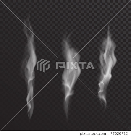 Set of vector realistic smoke isolated on a translucent background. 77020712