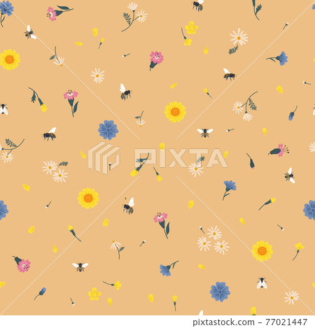 Meadow wildflower seamless vector pattern.  77021447