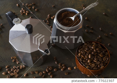 Moka pot. Espresso coffee making tool. Moka pot. Espresso coffee making tool. 77022307