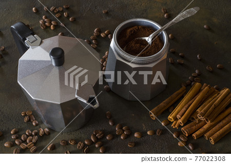 Moka pot. Espresso coffee making tool. Moka pot. Espresso coffee making tool. 77022308