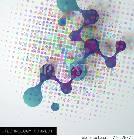 Abstract blue large molecules with bright circles on white background. Modern logotype icon dna Abstract blue large molecules with bright circles on white background. Modern logotype icon dna 77022687