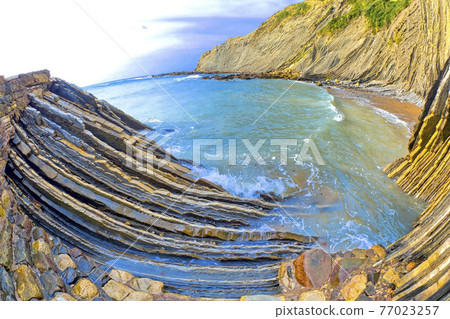Steeply-tilted Layers of Flysch, Basque Coast UNESCO Global Geopark, Spain Steeply-tilted Layers of Flysch, Basque Coast UNESCO Global Geopark, Spain 77023257