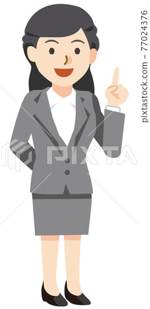 Business woman pointing her finger with a smile Business woman pointing her finger with a smile 77024376