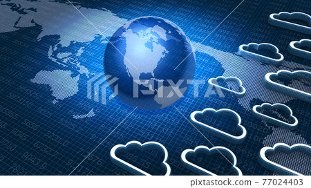 世界地圖和地球，雲圖標 77024403