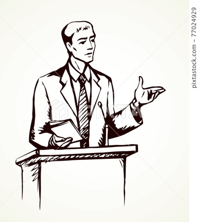 Speaker at podium. Vector drawing Speaker at podium. Vector drawing 77024929
